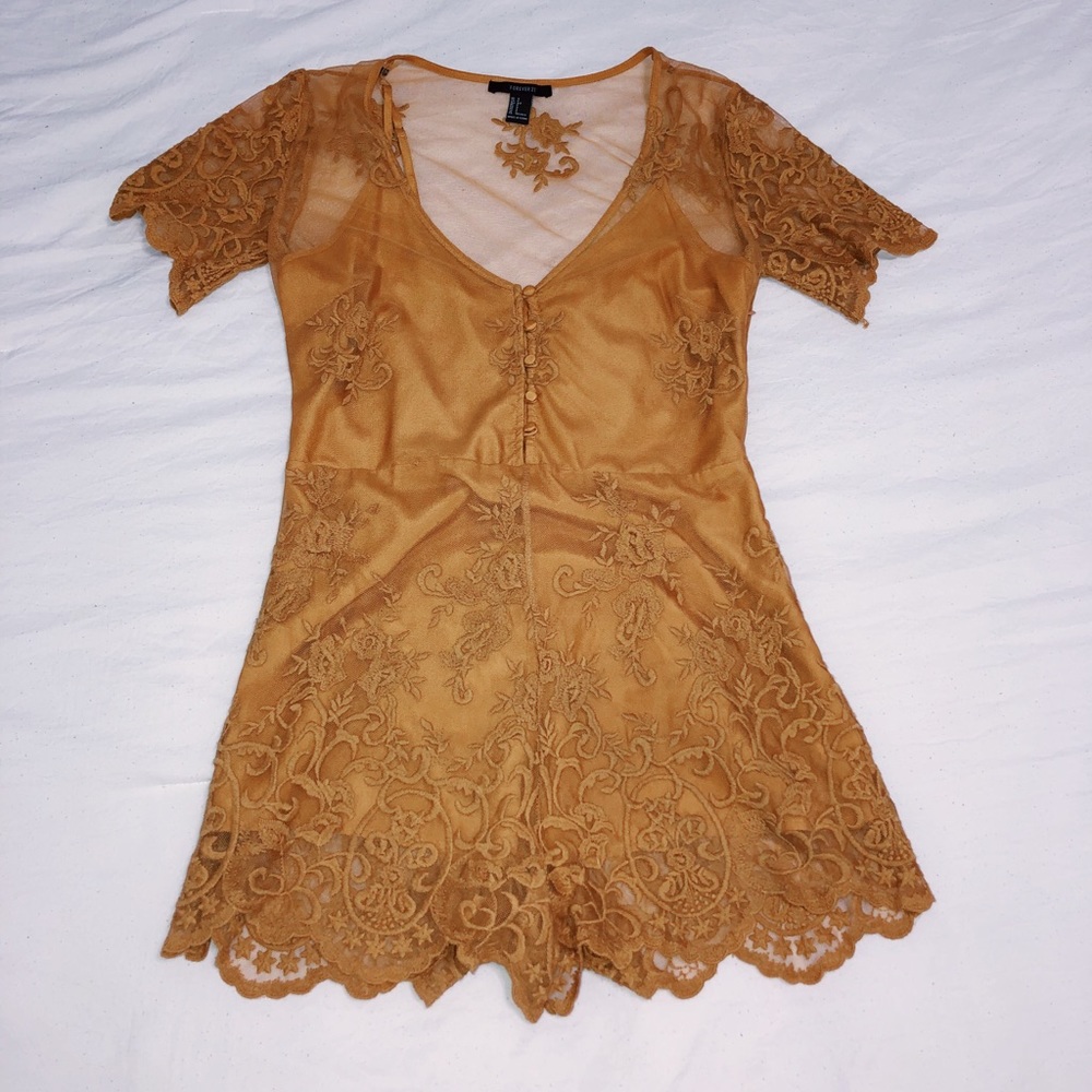 Mustard yellow lace romper